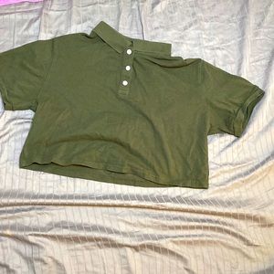 Dark green cropped polo